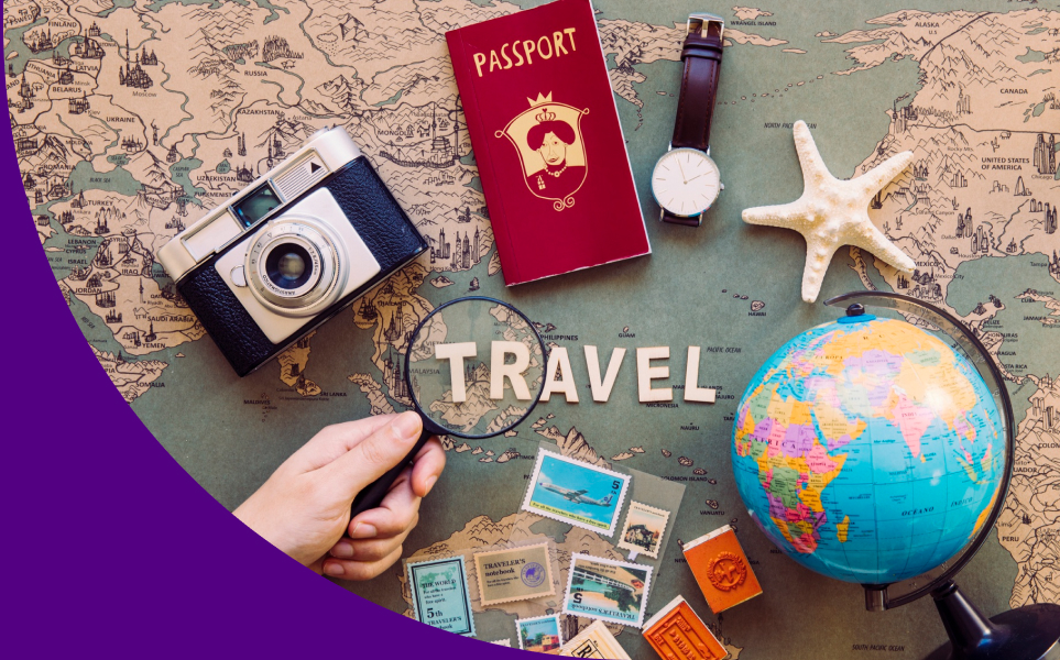 Travel Flat Lay Map Passport Camera